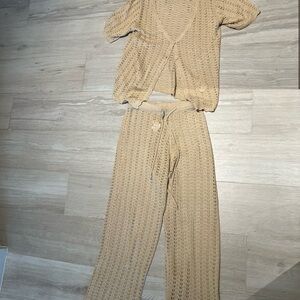 Tan Knit Jumpsuit